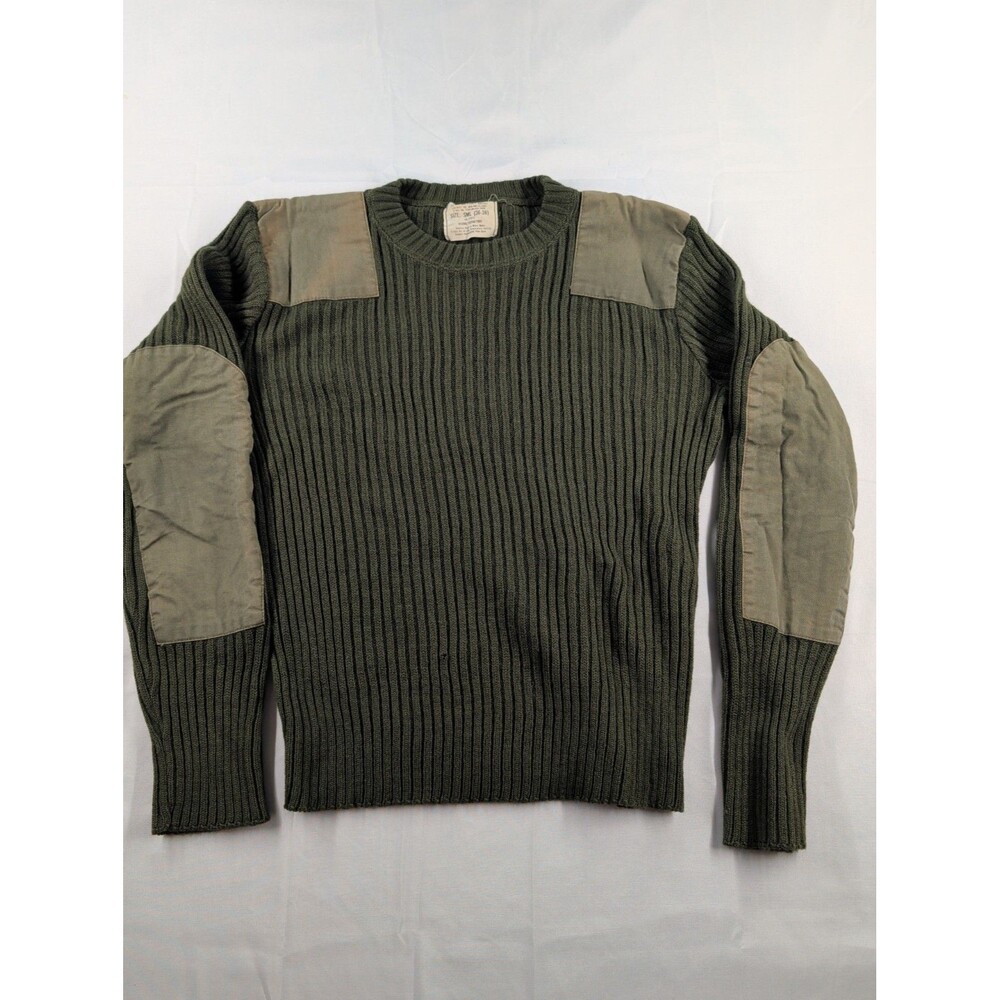 Vintage Military Issue Olive Green Acrylic Sweater Size Small  36-38